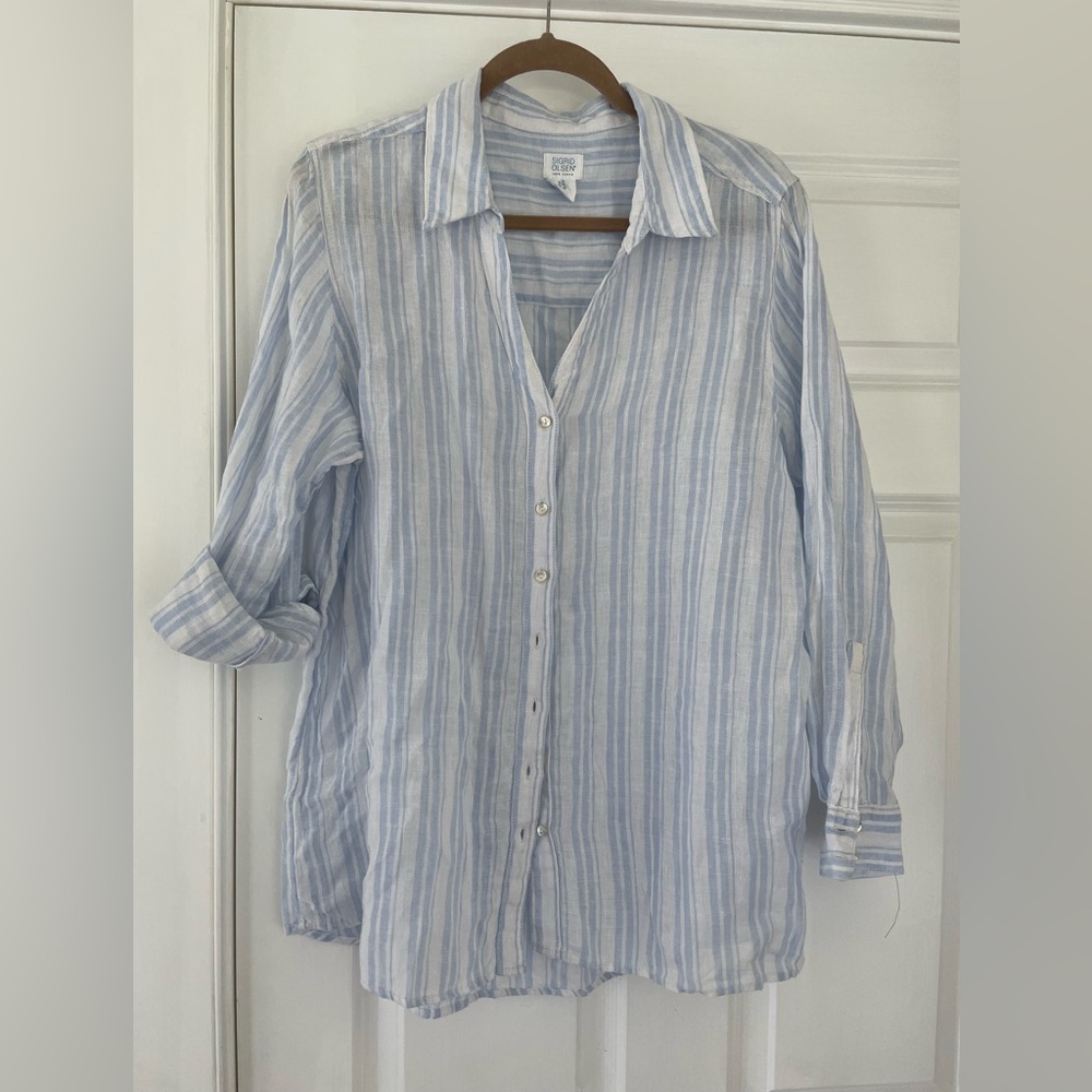 Sigrid Olsen 100% Linen Shirt 1X‎
